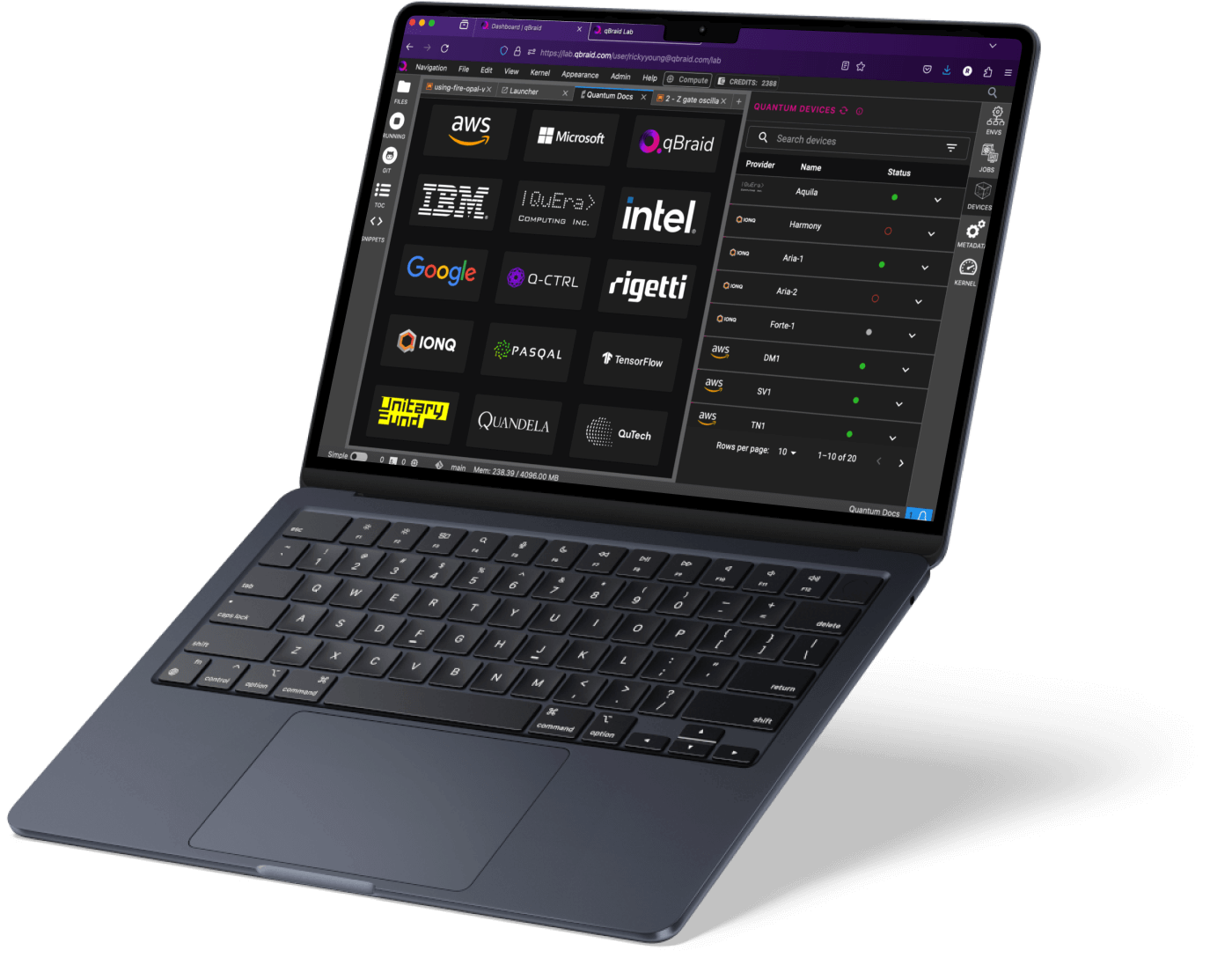 qBraid Lab, where you connect and run on Open Quantum hardware