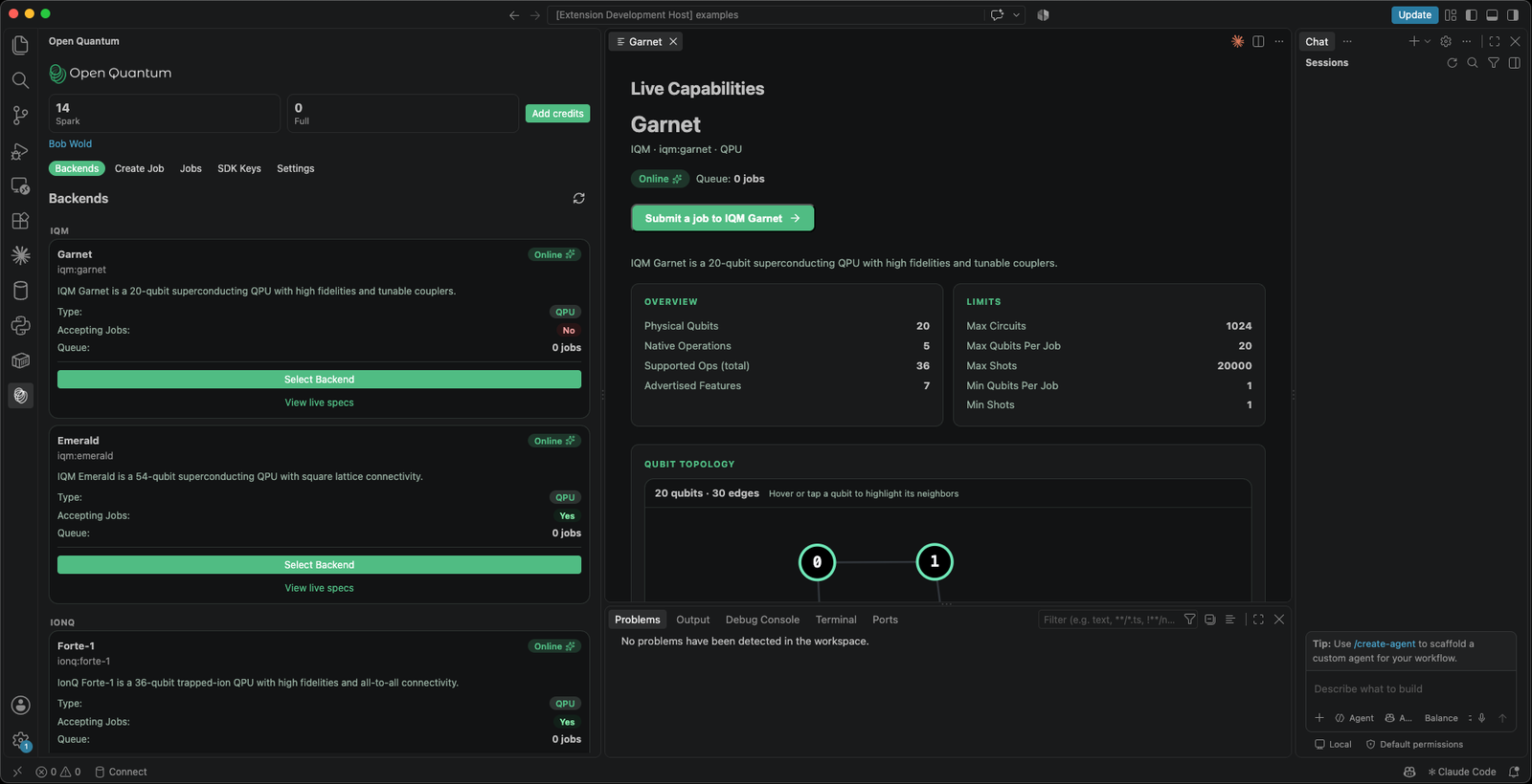 View live specs on any backend: its coupling map, limits, and native and accepted gates.